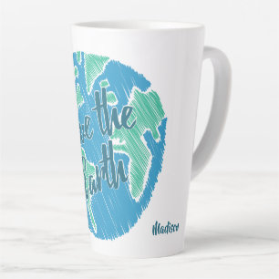 Caneca De Café Latte Nome Personalizado Salvar a Terra