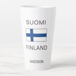 Caneca De Café Latte Nome Personalizado Suomi Finlândia