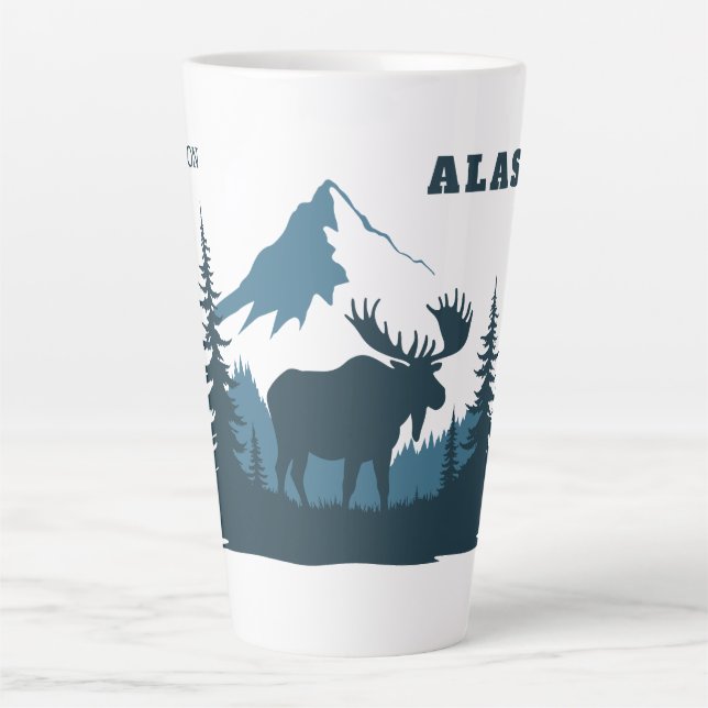 Caneca De Café Latte Nome Personalizado & Texto ALASKA (Frente)