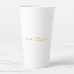 Caneca De Café Latte Nome profissional minimalista cor dourada 