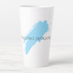 Caneca De Café Latte Nome Próprio Decorativo Chic Simples Azul Branco