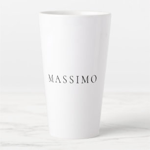 Caneca De Café Latte Nome Próprio Decorativo Chic Simples Preto Branco