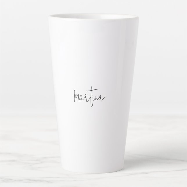 Caneca De Café Latte Nome Próprio Único Elegante Simples Caligrafia (Frente)