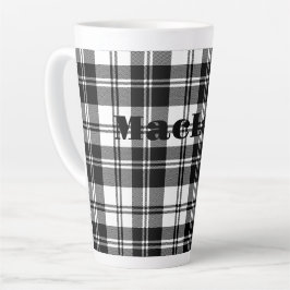 Caneca De Café Latte Nome Simples do Monograma Preto e Branco |