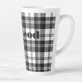 Caneca De Café Latte Nome Simples do Monograma Preto e Branco |