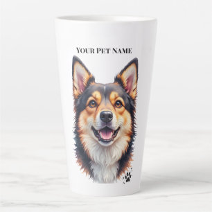 Caneca De Café Latte Nome Simples Moderno de Pet & Design Personalizado