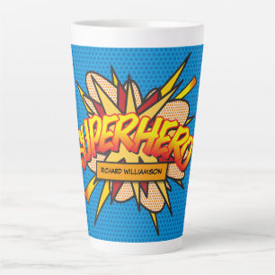 Caneca De Café Latte Nome SUPER-HERÓI Diversão Arte Pop de Quadrinhos R