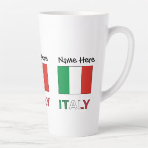 Caneca De Café Latte Nome Tricolor Moderno Aqui Bandiera Italiana
