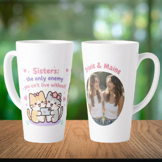 Caneca De Café Latte Nomes de Fotos de Citações Modernas Simples de Irm