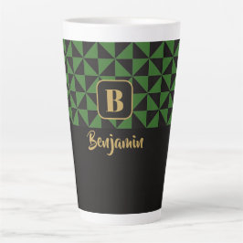 Caneca De Café Latte Nomes Personalizados do Duo Geo Black & Forest Gre