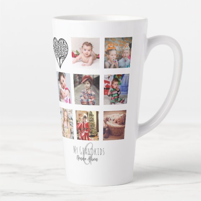 Caneca De Café Latte NONNA 8 x Colagem de Fotografias Árvore Familiar d (Direita)