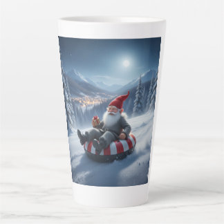 Caneca De Café Latte Norwegian Nisse Sledding, Latte Mug