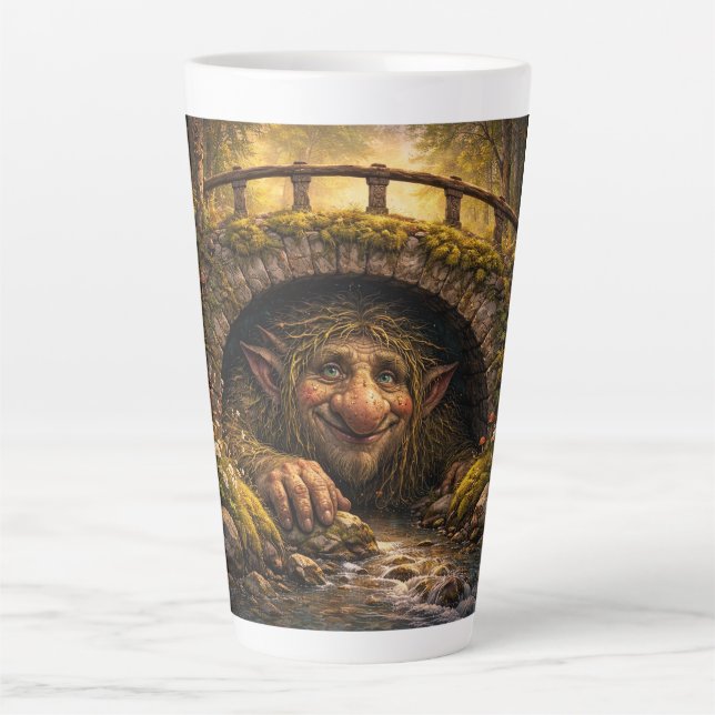 Caneca De Café Latte Norwegian Troll Hiding Under Bridge, Latte Mug (Frente)