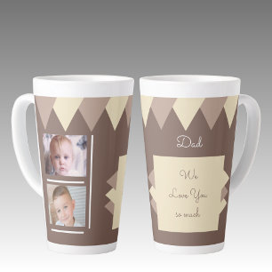 Caneca De Café Latte Nós amamos você Pai marrom e creme com fotos