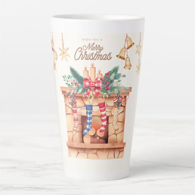 Caneca De Café Latte Nós Desejamos um Feliz Natal (Frente)