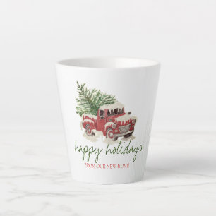 Caneca De Café Latte Nós Mudamos, Caminhão Vermelho, Feriado de Neve 