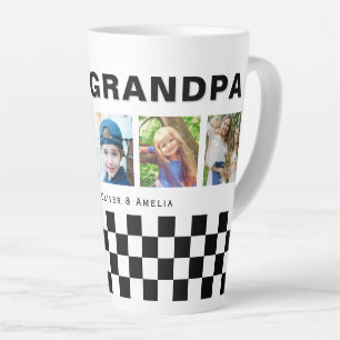 Caneca De Café Latte Nós te amamos Avô Padrão de Xadrez 5 Foto Lembranç