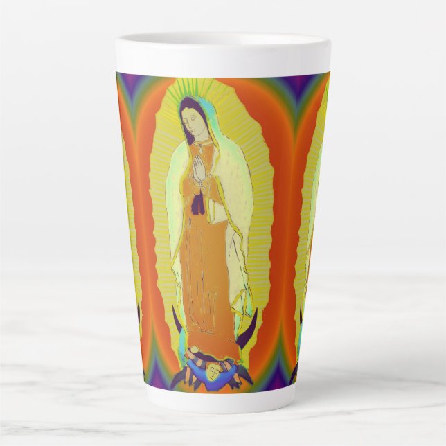 Caneca De Café Latte nossa dama de café de dois tons. (Frente)