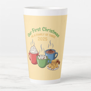 Caneca De Café Latte Nosso Primeiro Natal Como Uma Família De Três 2025
