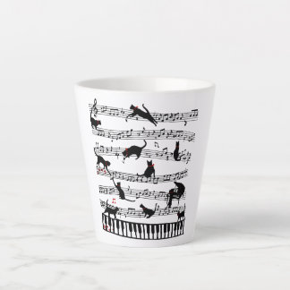 Caneca De Café Latte Nota De Música De Gato Engraçado, Presente Para Pi