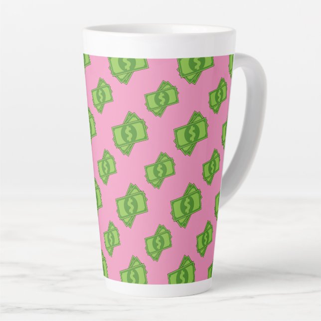Caneca De Café Latte Notas de Dinheiro do Cartoon (Ângulo direito)