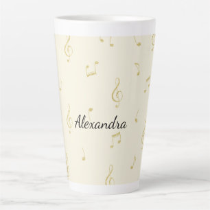 Caneca De Café Latte Notas Musicais de Ouro Branco  