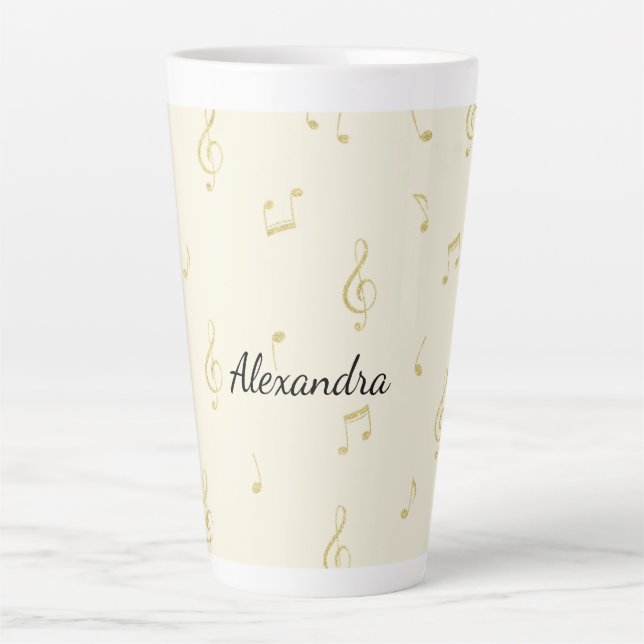 Caneca De Café Latte Notas Musicais de Ouro Branco   (Frente)