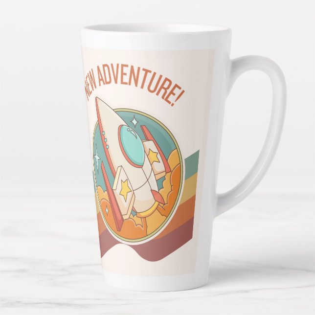Caneca De Café Latte nova aventura em foguetes (Direita)