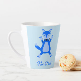Caneca De Café Latte Novo papai Personalizado De Raposa De Bebê Azul-Ce