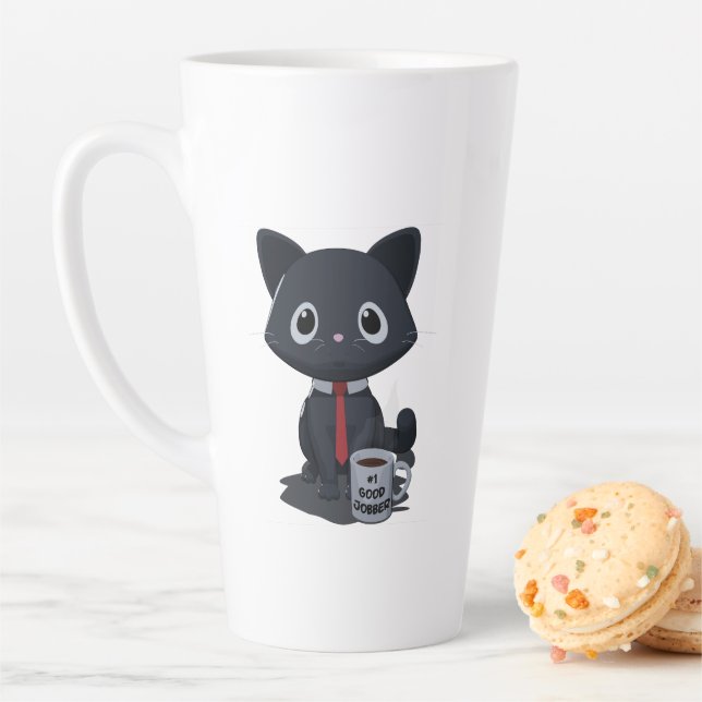 Caneca De Café Latte Number One Good Jobber Cat Latte Mug (In Situ)