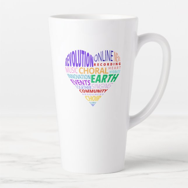 Caneca De Café Latte Nuvem de Palavras do Coro da Terra (Direita)