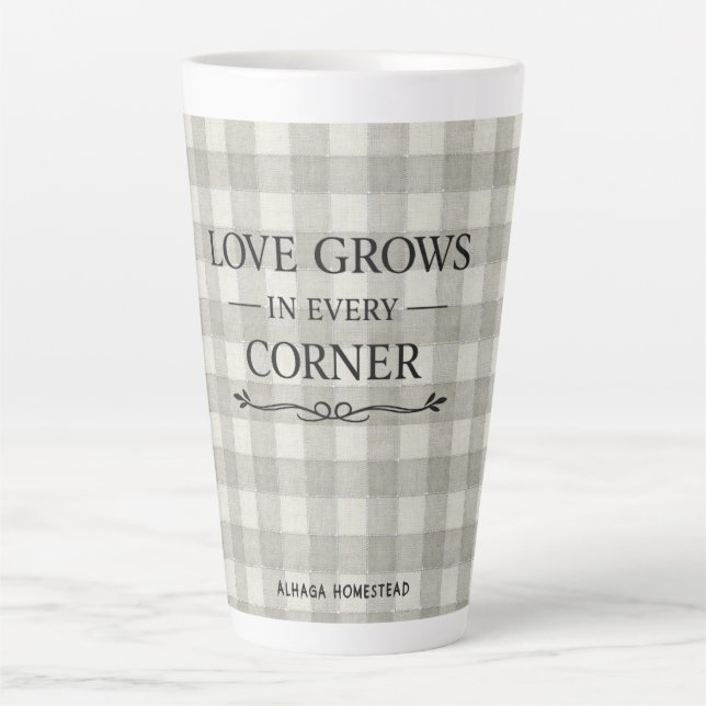 Caneca De Café Latte ⭐ O AMOR CRESCE EM CADA Canto -  (Frente)