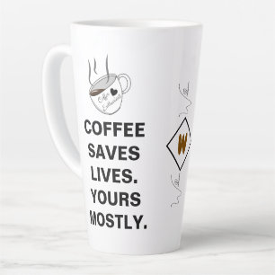 Caneca De Café Latte O Café Salva Vidas. Principalmente a Sua * Branco 