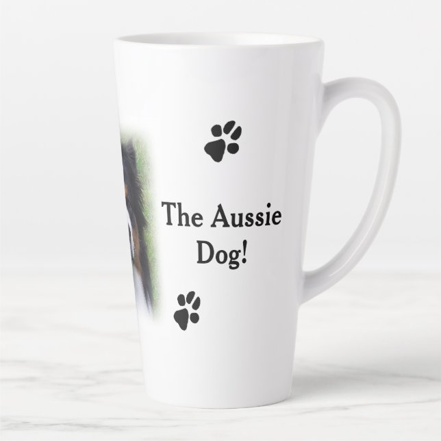 Caneca De Café Latte O Cão Aussie Latte Mug (Direita)