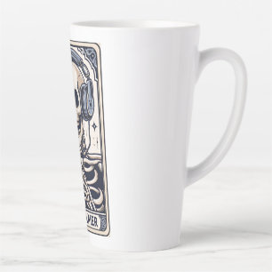 Caneca De Café Latte O Cartão de Tarot Esqueleto do Jogador