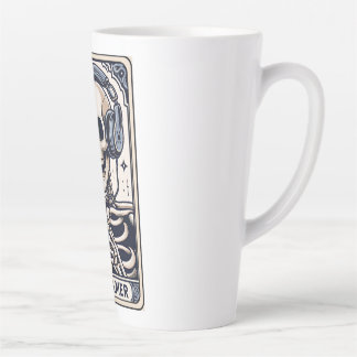 Caneca De Café Latte O Cartão de Tarot Esqueleto do Jogador
