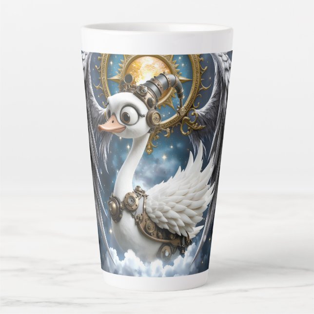 Caneca De Café Latte O Cisne Curioso de Relógio. (Frente)