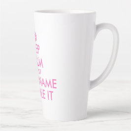 Caneca De Café Latte O cor-de-rosa, personalizado, mantém a calma e dei