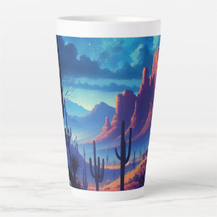 Caneca De Café Latte O Deserto à noite a sudoeste