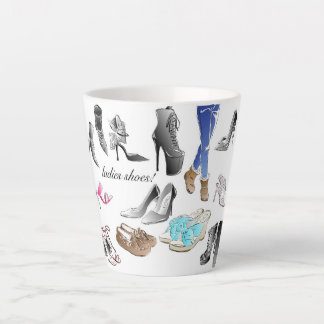 Caneca De Café Latte O design-Calçado das-damas.