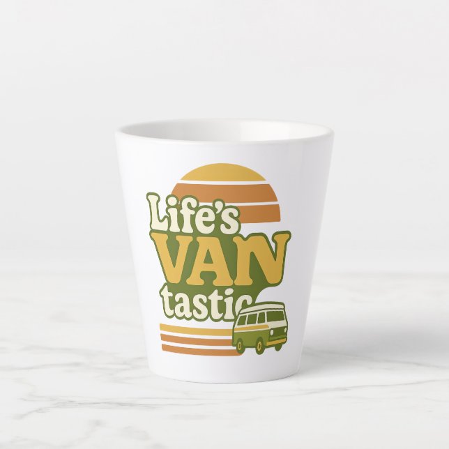 Caneca De Café Latte O gráfico retro dos anos 70 da VANtástica vida (Frente)