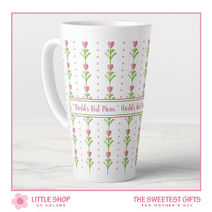 Caneca De Café Latte O melhor Dia de as mães de Greve Floral Rosa Rosa