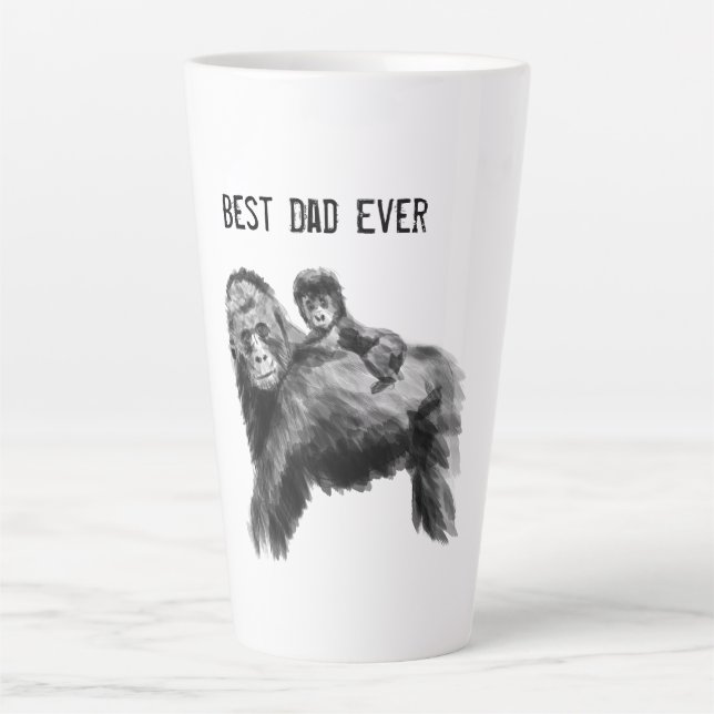 Caneca De Café Latte O melhor pai de sempre gorila com bebê (Frente)