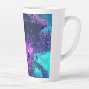 Caneca De Café Latte O Monstro Da Cyber-Árvore No Escuro