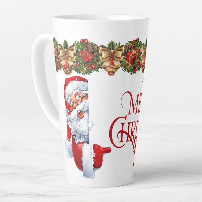 Caneca De Café Latte O Natal Alegre do Papai Noel (Ângulo esquerdo)