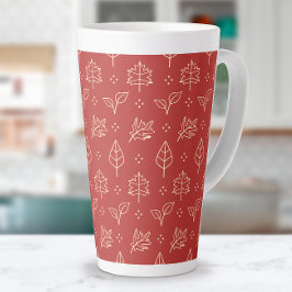 Caneca De Café Latte O outono deixa Impressão gráfico simples em vermel