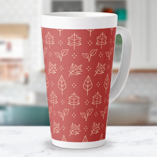 Caneca De Café Latte O outono deixa Impressão gráfico simples em vermel (Criador carregado)