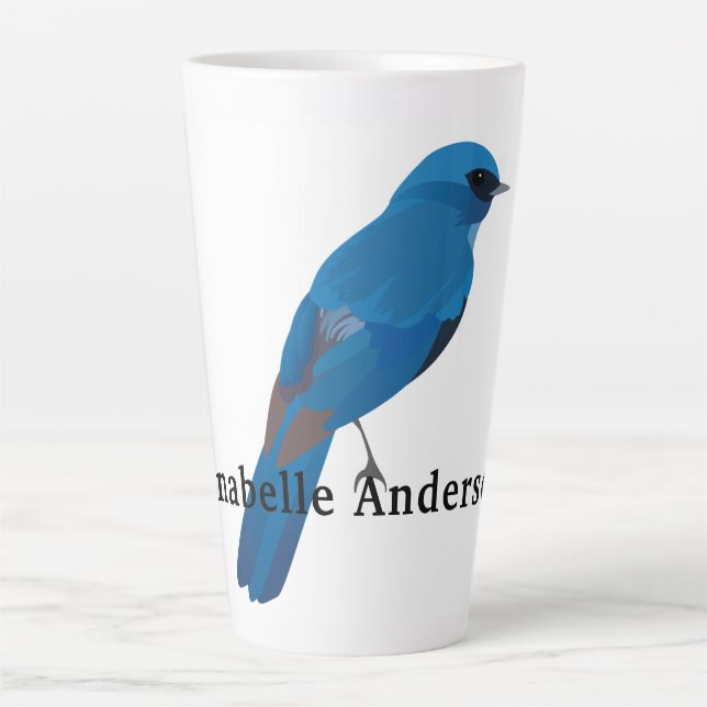 Caneca De Café Latte O pássaro azul da felicidade personaliza (Frente)