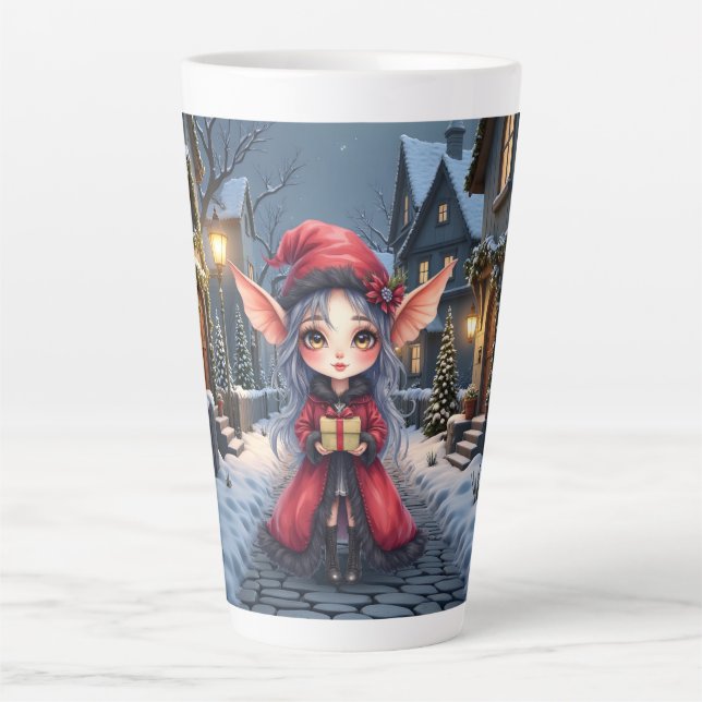 Caneca De Café Latte O Pequeno Mensageiro de Natal.  (Frente)