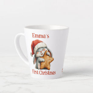 Caneca De Café Latte O primeiro coelhinho de Natal do Bebê Personalizad